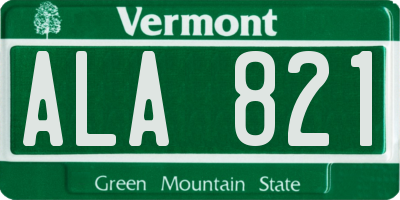 VT license plate ALA821