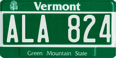 VT license plate ALA824
