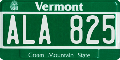 VT license plate ALA825