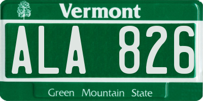 VT license plate ALA826