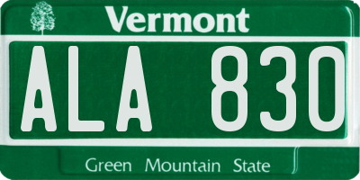 VT license plate ALA830