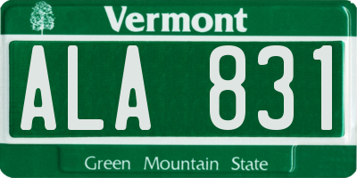 VT license plate ALA831