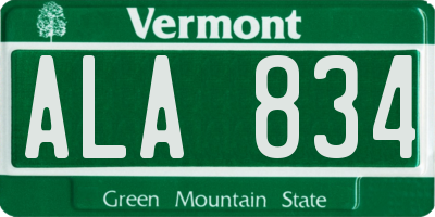 VT license plate ALA834