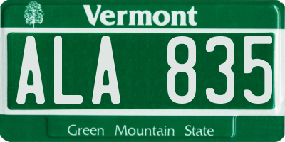 VT license plate ALA835