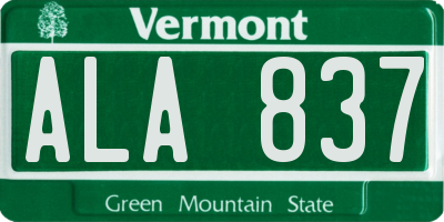VT license plate ALA837