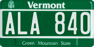VT license plate ALA840