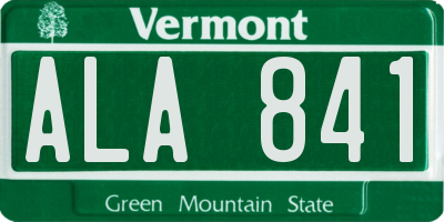 VT license plate ALA841