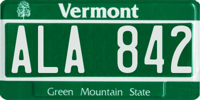 VT license plate ALA842