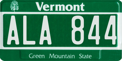 VT license plate ALA844