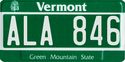VT license plate ALA846