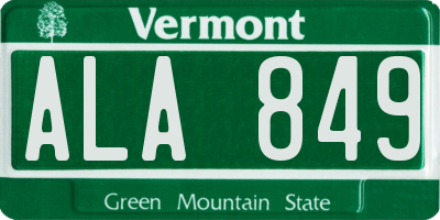 VT license plate ALA849