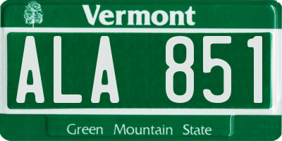 VT license plate ALA851