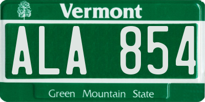 VT license plate ALA854