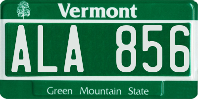 VT license plate ALA856