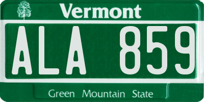 VT license plate ALA859