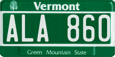 VT license plate ALA860