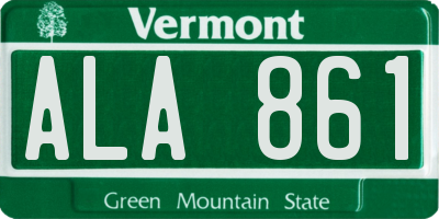 VT license plate ALA861