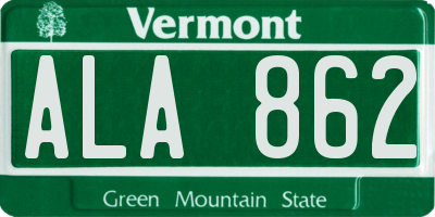 VT license plate ALA862