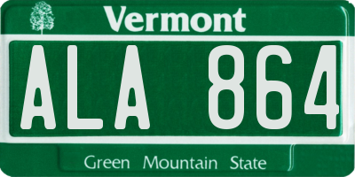 VT license plate ALA864