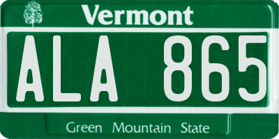 VT license plate ALA865