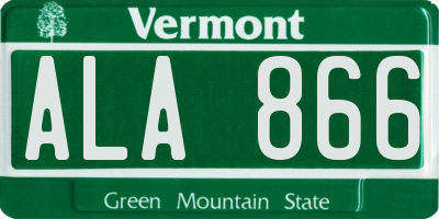 VT license plate ALA866