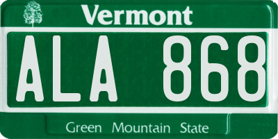 VT license plate ALA868