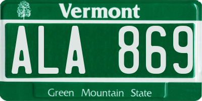 VT license plate ALA869