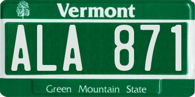 VT license plate ALA871