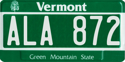 VT license plate ALA872