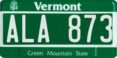 VT license plate ALA873