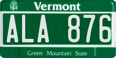 VT license plate ALA876