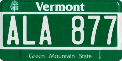 VT license plate ALA877