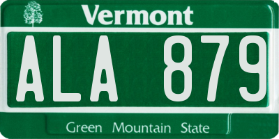 VT license plate ALA879