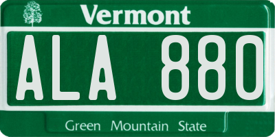 VT license plate ALA880