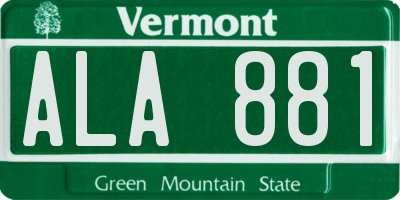 VT license plate ALA881