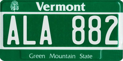 VT license plate ALA882