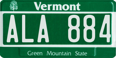 VT license plate ALA884