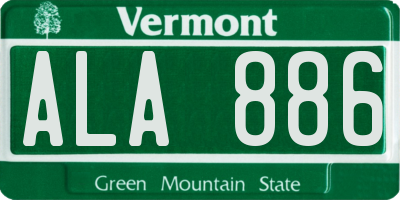 VT license plate ALA886