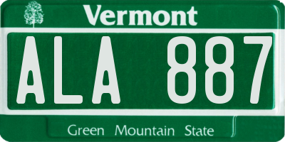 VT license plate ALA887
