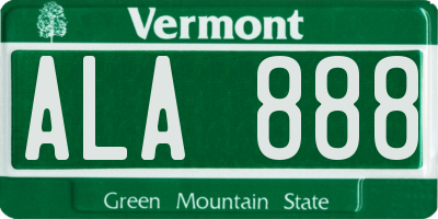 VT license plate ALA888