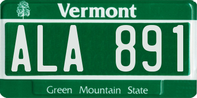 VT license plate ALA891