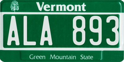 VT license plate ALA893