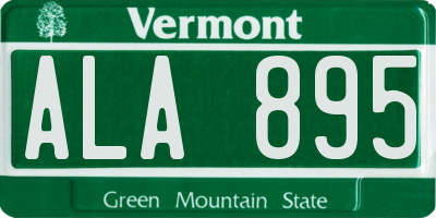VT license plate ALA895