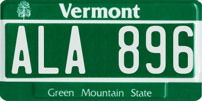 VT license plate ALA896