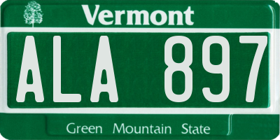 VT license plate ALA897