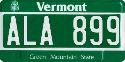 VT license plate ALA899