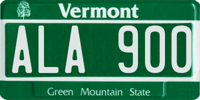 VT license plate ALA900