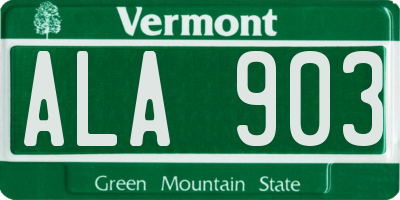 VT license plate ALA903