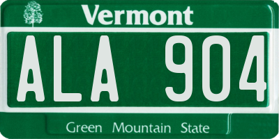 VT license plate ALA904