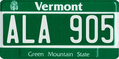 VT license plate ALA905